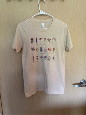 Floral Grid Short Sleeve Tee - Cream